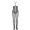 951849 Bodystocking ar Atvērtu Krūšturi un Šauru Kakla Izgriezumu Melnā Krāsā Viens Izmērs