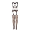 951900 Bodystocking Crotchless Med Net Med Kop Og Åbne Skuldre Sort One Size