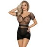 951917 Abito in Rete Crochet Corto Nero Taglia Unica
