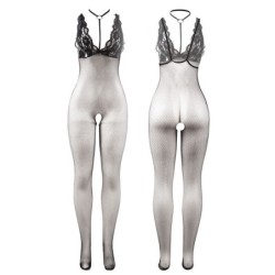 951993 Bodystocking Crotchless Gennemsigtig Net Sort One Size