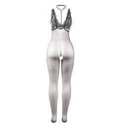 951993 Bodystocking Crotchless A Rete Trasparente Nero Taglia Unica