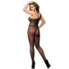 952037 Bodystocking med Én Skulder i Net med Diamanter Sort One Size