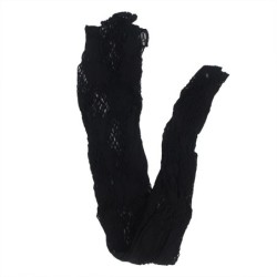 952129 Bodystocking i Net med Kjole Design og Blomsterdetaljer Sort One Size
