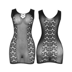 952167 Vestito A Rete Corto Elastico Nero Taglia Unica