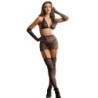 952174 Bodystocking i net med handsker og diamanter Sort One Size