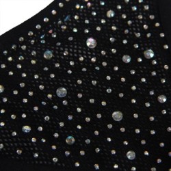 952174 Bodystocking i net med handsker og diamanter Sort One Size