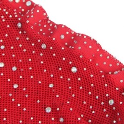 952181 Bodystocking z siatki z rękawiczkami i diamentami czerwony rozmiar uniwersalny
