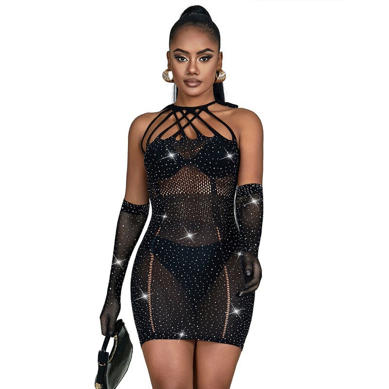 952235 Netkjole med Glitter Sort One Size