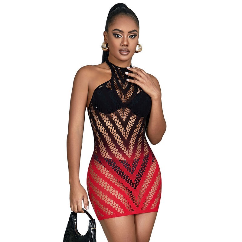 952242 Robe Résille Élastique Dégradé Rouge et Noir Taille Unique 952242 Robe Résille Élastique Dégradé Rouge et Noir Taille Unique