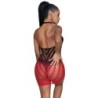 952242 Elastische Netjurk met Kleurovergang Rood en Zwart One Size