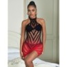 952242 Elastisches Netzstoffkleid mit Farbverlauf Rot und Schwarz Einheitsgröße