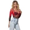 952259 Elastisches Netz-Kleid Langarm Farbverlauf Rot und Schwarz Einheitsgröße