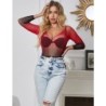 952259 Elastische Netjurk Lange Mouwen Verloop Rood En Zwart One Size
