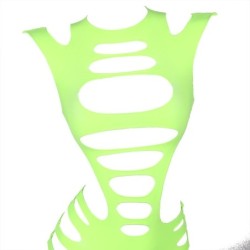 952280 Vestito A Rete Elastico Manica Lunga Verde Taglia Unica