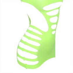 952280 Elastisches Netz-Kleid Langarm Grün Einheitsgröße