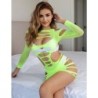 952280 Elastisches Netz-Kleid Langarm Grün Einheitsgröße