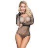 952297 Body i glitrende net med bare skuldre, lange ærmer, sort, one size
