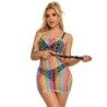 952365 Vestido De Rejilla Hombros Descubiertos Arcoiris Talla Única