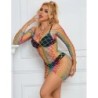 952426 Netz-Kleid Langarm Regenbogen Einheitsgröße