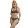 952433 Ärmelloses Netz-Kleid mit Rollkragen Regenbogen Einheitsgröße