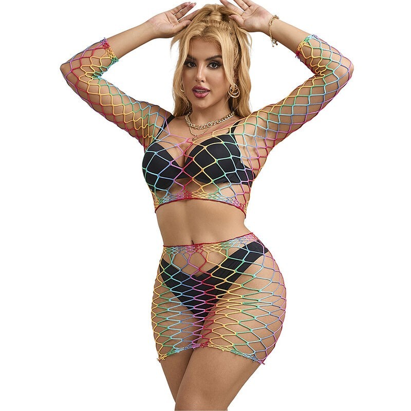 952440 Set van 2-delige Regenboog Netstof Lange Mouwen One Size