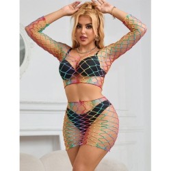 952440 Set van 2-delige Regenboog Netstof Lange Mouwen One Size