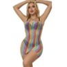 952457 Ärmelloses Netz-Kleid mit schulterfreiem Regenbogen One Size