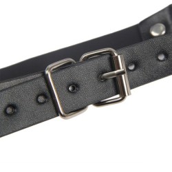 953720 Tepelklemmen Met Leren Band Bondage Zwart One Size