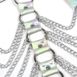 953737 Imbracatura Pettorale Con Anelli E Catene Argento Taglia Unica