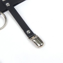 953744 Punk leren jarretel verstelbaar zwart one size