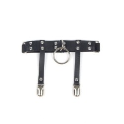 953744 Punk leren jarretel verstelbaar zwart one size