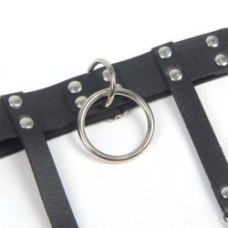 953744 Punk leren jarretel verstelbaar zwart one size
