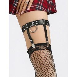 953744 Δερμάτινη Punk Ζώνη Ρυθμιζόμενη Μαύρη Ένα Μέγεθος