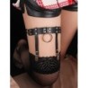 953744 Punk leren jarretel verstelbaar zwart one size