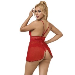 953836 Babydoll Decupaj Spate + Chiloți Roșii S/M