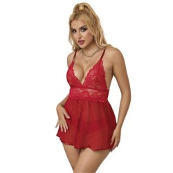 953836 Babydoll Otvor Straga + Gaćice Crvene S/M