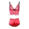 953904 Set 3 Stuks Kant En Satijn Rood L/Xl