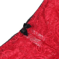 953904 Set 3 Stuks Kant En Satijn Rood L/Xl