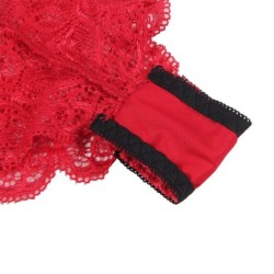 953904 Set 3 Stuks Kant En Satijn Rood L/Xl