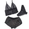 953911 Conjunto 3 Peças Renda E Cetim Preto S/M