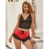 953966 Seksuali Pižama iš Satino ir Nėrinių Juoda/Raudona L/Xl