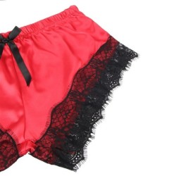 953966 Seksuali Pižama iš Satino ir Nėrinių Juoda/Raudona L/Xl