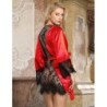 954017 Nuisette en Dentelle Dos Transparent + String Rouge/Noir S/M