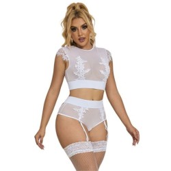 954048 Beha + String met Jarretels Wit L/Xl