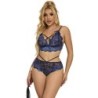 954062 Reggiseno + Slip Pizzo Blu S/M