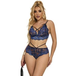 954079 Sutiã + Calcinha Renda Azul L/Xl