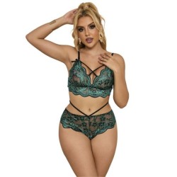 954093 Modrček + Hlačke Čipka Zelena L/Xl