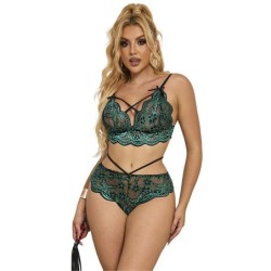 954093 Modrček + Hlačke Čipka Zelena L/Xl