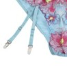 954109 BH + Höschen mit Strapsen Blumendesign Blau S/M