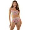 954116 BH + String met jarretels, blauw bloemmotief L/Xl